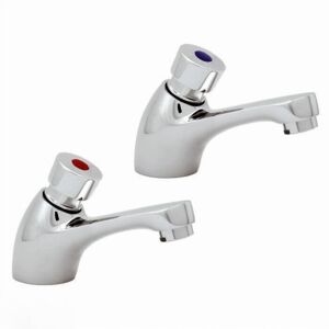NES Home Modern Twin Hot And Cold Bathroom Non Concussive Basin Taps Chrome NES Home Modern Twin Hot And Cold Bathroom Non Concussive Basin Taps Chrome