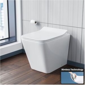 NES Home Elora Back To Wall Rimless WC Toilet Pan & Soft Close Seat + Cistern NES Home Elora Back To Wall Rimless WC Toilet Pan & Soft Close Seat + Cistern