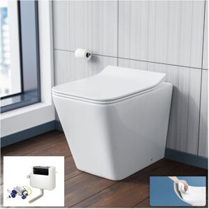 NES Home Inton Round Back to Wall Rimless Toilet Pan With Soft Close Seat + WRAS Approved NES Home Inton Round Back to Wall Rimless Toilet Pan With Soft Close Seat + WRAS Approved