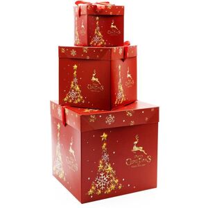 Unbranded (Red-3pcs, 10x10cm+15x15cm+22x22cm) 3PCS Premium Large Christmas Gift Box With L Unbranded (Red-3pcs, 10x10cm+15x15cm+22x22cm) 3PCS Premium Large Christmas Gift Box With L