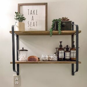 Living And Home 2 Tier Wood Floating Wall Shelf Display Bookshelf Storage Rack Living And Home 2 Tier Wood Floating Wall Shelf Display Bookshelf Storage Rack