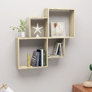 vidaXL Wall Cube Shelf Sonoma Oak Engineered Wood Wall-Mounted Hanging Shelf vidaXL Wall Cube Shelf Sonoma Oak Engineered Wood Wall-Mounted Hanging Shelf