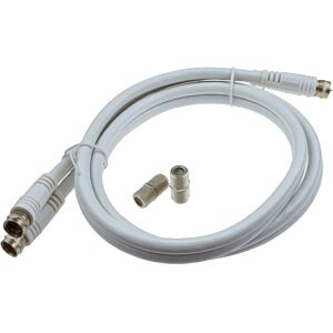 kenable TWIN Satellite Moulded F Type Plug to Socket RG6 Extension Cable 1m Whi kenable TWIN Satellite Moulded F Type Plug to Socket RG6 Extension Cable 1m Whi