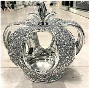 Sparkle Stunning Silver Crushed Diamond Sparkly Crown King Queen Ornament Sparkle Stunning Silver Crushed Diamond Sparkly Crown King Queen Ornament