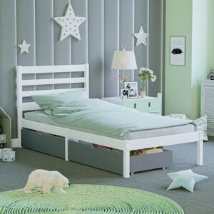 Junior Vida (Grey) Libra Kids Single Bed Under Bed Storage Drawers Wooden Solid Pine Child B Junior Vida (Grey) Libra Kids Single Bed Under Bed Storage Drawers Wooden Solid Pine Child B