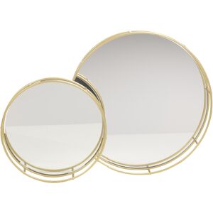 URBN Living (Round) Set of 2 Metal Gold Decorative Mirror Trays Vanity Perfume Decor Candle URBN Living (Round) Set of 2 Metal Gold Decorative Mirror Trays Vanity Perfume Decor Candle