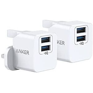 Anker USB Plug Charger, 2-Pack Dual Port 12W Wall Charger, PowerPort mini for iP Anker USB Plug Charger, 2-Pack Dual Port 12W Wall Charger, PowerPort mini for iP