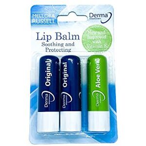 Derma Intensive+ Lip Balm Pack of 3: 2 Original, 1 Aloe Vera for Lasting Hydrati Derma Intensive+ Lip Balm Pack of 3: 2 Original, 1 Aloe Vera for Lasting Hydrati