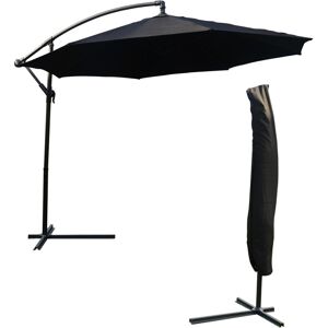(Black Parasol With Cover) KCT 3m Garden Cantilever Parasol with Cover (Black Parasol With Cover) KCT 3m Garden Cantilever Parasol with Cover