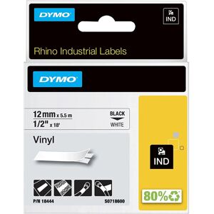 Dymo Rhino Industrial Vinyl Labels,12 mm x 5.5 m Roll, Black Print on White, Sel Dymo Rhino Industrial Vinyl Labels,12 mm x 5.5 m Roll, Black Print on White, Sel