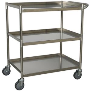 Loops 3 Level Stainless Steel Workshop Trolley - 810 x 458 x 862mm - 30kg Per Shelf Loops 3 Level Stainless Steel Workshop Trolley - 810 x 458 x 862mm - 30kg Per Shelf