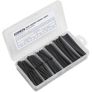 Loops 180 Piece Heat Shrink Tubing Assortment - 50 & 100mm Lengths - Thin Wall - Black Loops 180 Piece Heat Shrink Tubing Assortment - 50 & 100mm Lengths - Thin Wall - Black