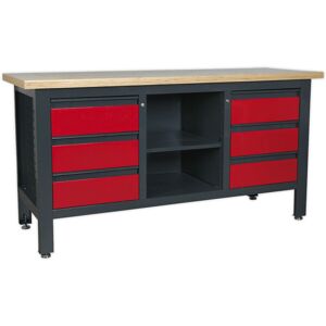 Loops Fully Lockable Workstation- 6 Drawers & Adjustable Shelf Storage - MDF Work Top Loops Fully Lockable Workstation- 6 Drawers & Adjustable Shelf Storage - MDF Work Top
