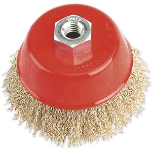 Loops 100mm Brassed Steel Cup Wire Brush - M14 x 2mm Thread - Up to 8500 rpm Loops 100mm Brassed Steel Cup Wire Brush - M14 x 2mm Thread - Up to 8500 rpm