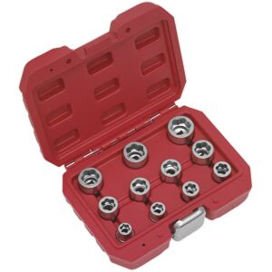 Loops 11 Piece Bolt Extractor Socket Set - 3/8" Sq Drive - Drop Forged Sockets - Case Loops 11 Piece Bolt Extractor Socket Set - 3/8" Sq Drive - Drop Forged Sockets - Case