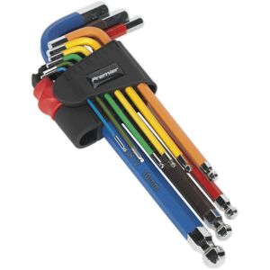 Loops 9 Piece Colour Coded Long Ball-End Hex Key Set - 1.5mm to 10mm Sizes - Anti-Slip Loops 9 Piece Colour Coded Long Ball-End Hex Key Set - 1.5mm to 10mm Sizes - Anti-Slip