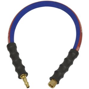 Loops Rubber Air Leader Hose - 600 x 8mm - Tailpiece and 1/4 Inch BSP Union Fittings Loops Rubber Air Leader Hose - 600 x 8mm - Tailpiece and 1/4 Inch BSP Union Fittings