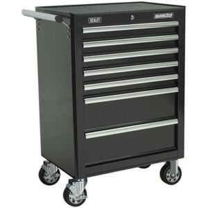Loops 685 x 465 x 1005mm 7 Drawer BLACK Portable Tool Chest Locking Mobile Storage Box Loops 685 x 465 x 1005mm 7 Drawer BLACK Portable Tool Chest Locking Mobile Storage Box