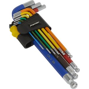Loops 9 Piece Colour Coded Long Ball-End Hex Key Set - Imperial Sizing - Anti-Slip Loops 9 Piece Colour Coded Long Ball-End Hex Key Set - Imperial Sizing - Anti-Slip