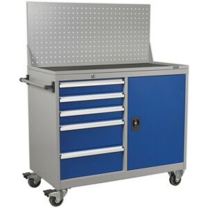 Loops Industrial Mobile Workstation - 5 Drawers & 1 Shelf Locker - 4 x 60mm Wheels Loops Industrial Mobile Workstation - 5 Drawers & 1 Shelf Locker - 4 x 60mm Wheels