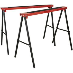 Loops PAIR Fold Down Trestles - 100kg Capacity Each - 995mm Width - Pressed Steel Loops PAIR Fold Down Trestles - 100kg Capacity Each - 995mm Width - Pressed Steel
