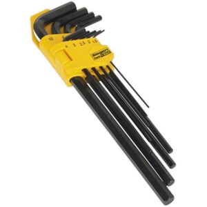Loops 9 Piece Extra-Long Hex Key Set - 90mm to 230mm Length - 1.5mm to 10mm Size Loops 9 Piece Extra-Long Hex Key Set - 90mm to 230mm Length - 1.5mm to 10mm Size