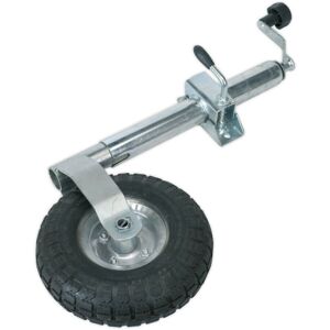 Loops Heavy Duty Jockey Wheel with 48mm Clamp - 260mm Pneumatic Wheel - Zinc Plated Loops Heavy Duty Jockey Wheel with 48mm Clamp - 260mm Pneumatic Wheel - Zinc Plated