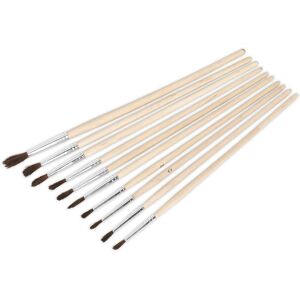 Loops 10 Piece Wooden Handled Touch-Up Paint Bush Set - 180-200mm - Decorators Brush Loops 10 Piece Wooden Handled Touch-Up Paint Bush Set - 180-200mm - Decorators Brush