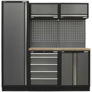 Loops Garage Storage System Unit - 1960 x 485 x 2000mm - 36mm Pressed Wood Worktop Loops Garage Storage System Unit - 1960 x 485 x 2000mm - 36mm Pressed Wood Worktop
