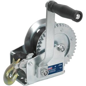 Loops Geared Hand Winch with Webbing - 540kg Capacity - Manual Break - Hardened Steel Loops Geared Hand Winch with Webbing - 540kg Capacity - Manual Break - Hardened Steel