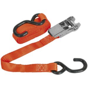 Loops 25mm x 4.5m 800KG Ratchet Tie Down Straps Set - Polyester Webbing & Steel S Hook Loops 25mm x 4.5m 800KG Ratchet Tie Down Straps Set - Polyester Webbing & Steel S Hook