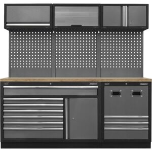 Loops Modular Garage Storage Unit - 2040 x 460 x 2000mm - 36mm Pressed Wood Worktop Loops Modular Garage Storage Unit - 2040 x 460 x 2000mm - 36mm Pressed Wood Worktop