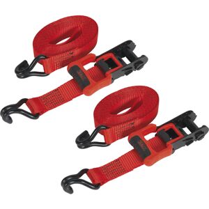 Loops PAIR 32mm x 4.9m 800KG Slide Ratchet Tie Down Strap Set -Polyester Web & S-Hooks Loops PAIR 32mm x 4.9m 800KG Slide Ratchet Tie Down Strap Set -Polyester Web & S-Hooks