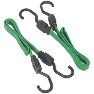 Loops 2 Piece 610mm Flat Bungee Cord Set - Heavy Duty Steel Hooks - 1300mm Stretch Loops 2 Piece 610mm Flat Bungee Cord Set - Heavy Duty Steel Hooks - 1300mm Stretch