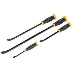 Loops 4 Piece Angled Pry Bar Set - Hammer Caps - Heat Treated Steel Shafts - Soft Grip Loops 4 Piece Angled Pry Bar Set - Hammer Caps - Heat Treated Steel Shafts - Soft Grip