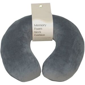 Loops Memory Foam Neck Travel Cushion - Soft Velour Removeable Cover - Grey Fabric Loops Memory Foam Neck Travel Cushion - Soft Velour Removeable Cover - Grey Fabric