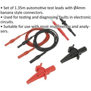 Loops 6 Piece Automotive Test Lead & Crocodile Clip Set - Electronic Circuit Diagnosis Loops 6 Piece Automotive Test Lead & Crocodile Clip Set - Electronic Circuit Diagnosis