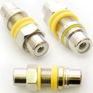 Loops Yellow RCA PHONO Female Panel Mount Coupler Adapter Wall Plate Chassis Loops Yellow RCA PHONO Female Panel Mount Coupler Adapter Wall Plate Chassis