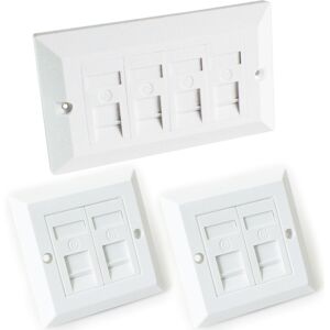 Loops Quad & 2x Double CAT6 Wall Face Plates 4 Port RJ45 Ethernet Network Data Socket Loops Quad & 2x Double CAT6 Wall Face Plates 4 Port RJ45 Ethernet Network Data Socket