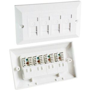 Loops Quad CAT5e Data Wall Outlet Face Plate 4 Port RJ45 Ethernet Network Data Socket Loops Quad CAT5e Data Wall Outlet Face Plate 4 Port RJ45 Ethernet Network Data Socket