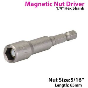 Loops 5/16 x 65mm Chrome Vanadium Magnetic Nut Driver Adapter Hex Shank Power Drills Loops 5/16 x 65mm Chrome Vanadium Magnetic Nut Driver Adapter Hex Shank Power Drills