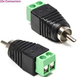 Loops 10x RCA Phono Male Screw Terminal Connector No Solder Cable End Plug CCTV Audio Loops 10x RCA Phono Male Screw Terminal Connector No Solder Cable End Plug CCTV Audio