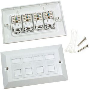 Loops Quad CAT6 Data Wall Outlet Face Plate 4 Port RJ45 Ethernet Network Data Socket Loops Quad CAT6 Data Wall Outlet Face Plate 4 Port RJ45 Ethernet Network Data Socket