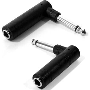 Loops 2 PACK 6.35mm Mono Male Plug to 1/4" Female Socket Right Angled Adapter Guitar E Loops 2 PACK 6.35mm Mono Male Plug to 1/4" Female Socket Right Angled Adapter Guitar E