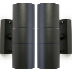 Loops 2 PACK GU10 Anthracite Up & Down Wall Lights Outdoor Twin Dimming Lamp Fitting - Wall Light Loops 2 PACK GU10 Anthracite Up & Down Wall Lights Outdoor Twin Dimming Lamp Fitting - Wall Light