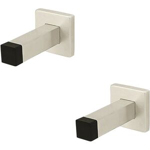 Loops 2x Square Wall Mounted Doorstop on Square Rose Rubber Tip 85mm Satin Steel Loops 2x Square Wall Mounted Doorstop on Square Rose Rubber Tip 85mm Satin Steel