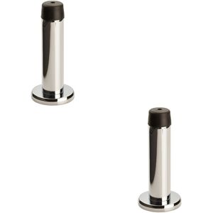 Loops 2x Rubber Tipped Doorstop Cylinder with Rose Wall Mounted 71mm Polished Chrome Loops 2x Rubber Tipped Doorstop Cylinder with Rose Wall Mounted 71mm Polished Chrome