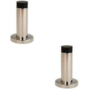 Loops 2x Wall Mounted Doorstop Cylinder on Rose Rubber Tip 76 x 22mm Bright Steel Loops 2x Wall Mounted Doorstop Cylinder on Rose Rubber Tip 76 x 22mm Bright Steel