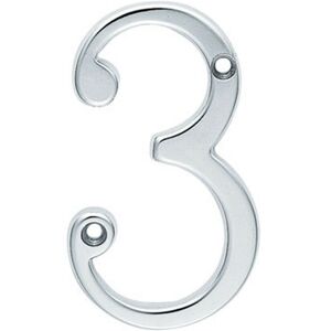 Loops Polished Chrome Door Number 3 75mm Height 4mm Depth House Numeral Plaque Loops Polished Chrome Door Number 3 75mm Height 4mm Depth House Numeral Plaque