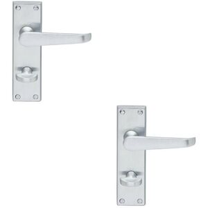 Loops 2x Victorian Flat Lever on Bathroom Backplate Handle 150 x 42mm Satin Chrome Loops 2x Victorian Flat Lever on Bathroom Backplate Handle 150 x 42mm Satin Chrome